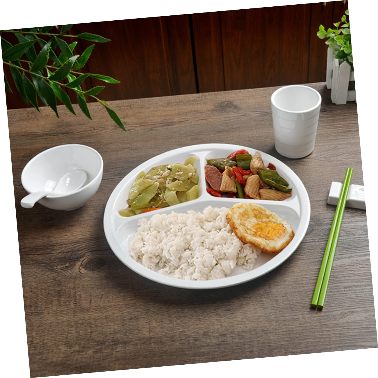 SUPVOX Kids Dinnerware Compartment Plate Divided Serving Tray Safe Microwave Boil Ideal for Kids Adults
