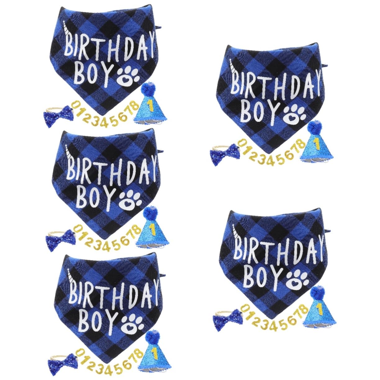 Kit anniversaire pour chiot : 5 ensembles de bandanas et bavoirs fille