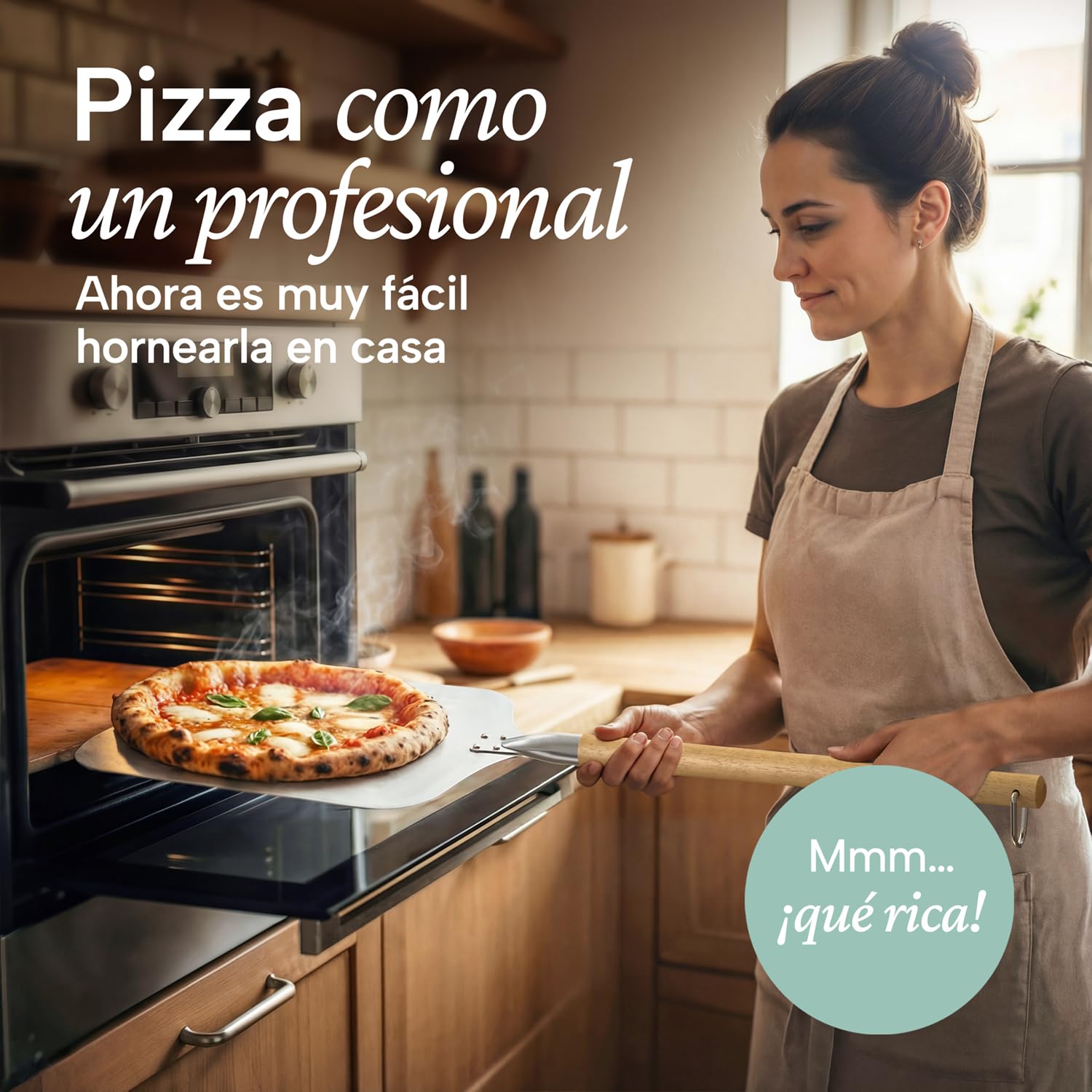 Blumtal Pala para Pizza - Pala de Aluminio de tamaño Grande de 30,5 cm x 30,5 cm y Mango de Madera de 85 cm