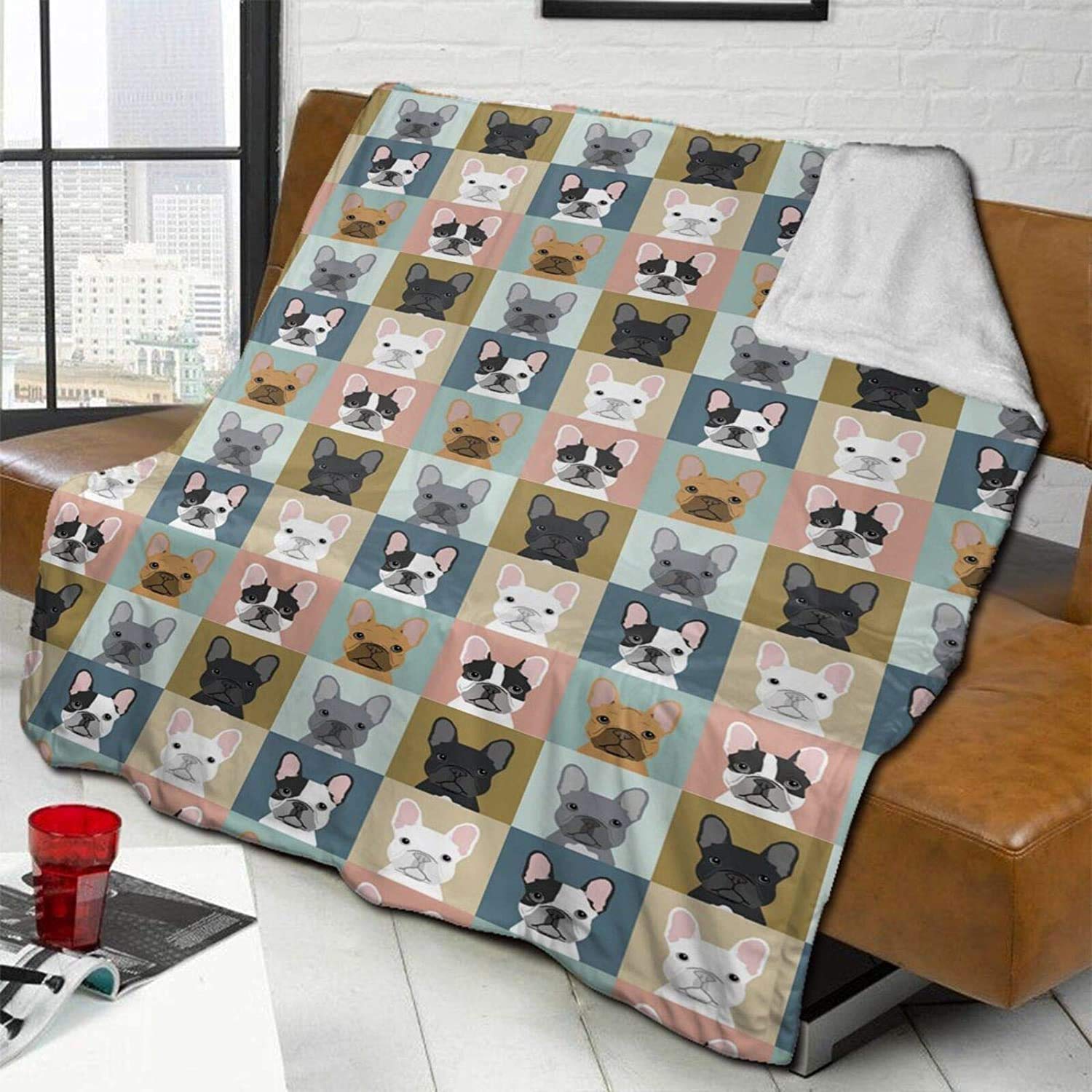 Manta de Franela para Sofá Animales y Perros Manta de Franela para Cama, Manta para Mascotas, Mantas Ligeras, Extra Suave Cálido 150x200 cm