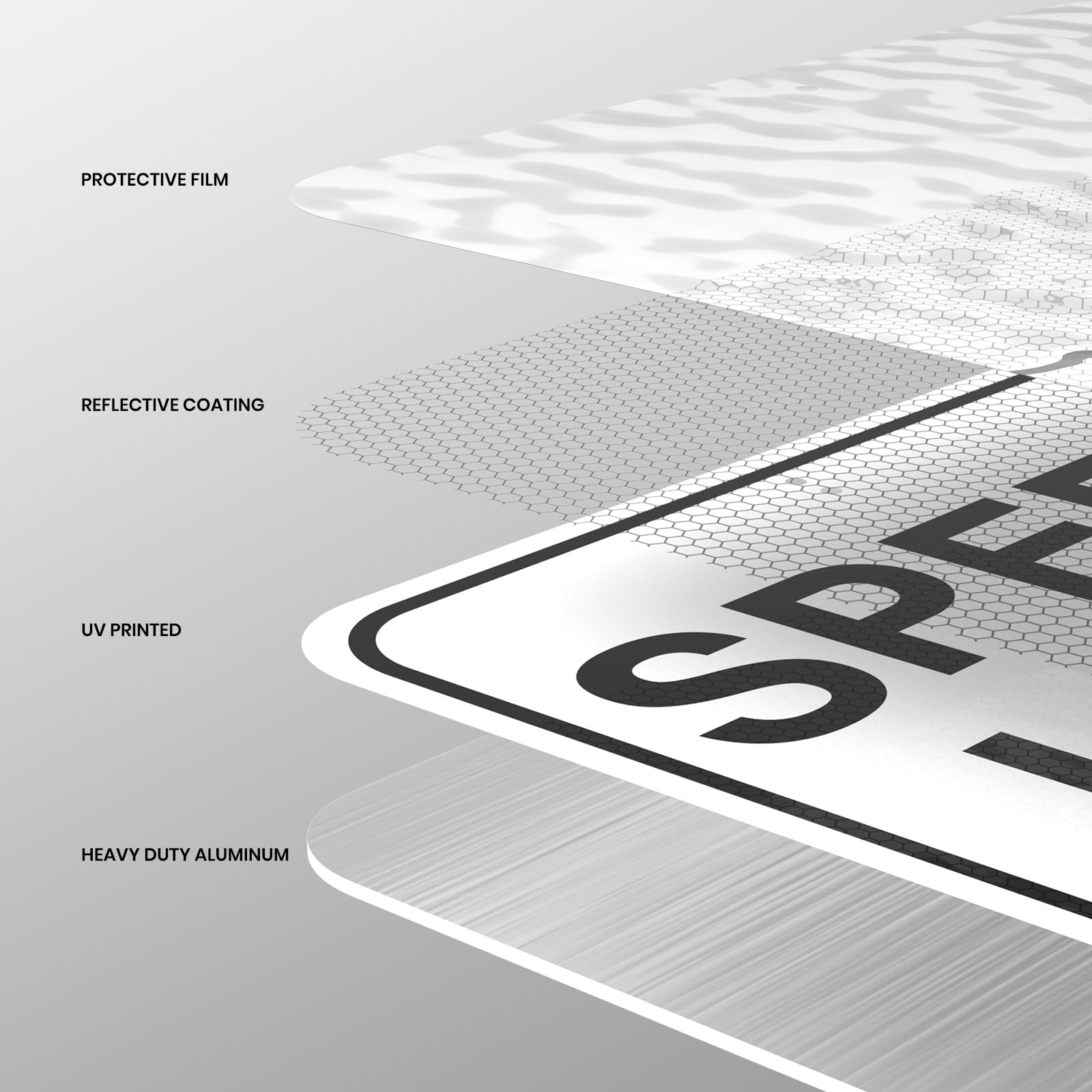 Lot de 2 panneaux de signalisation en aluminium réfléchissants, 45 x 30,5 cm, réfléchissants, imperméables, avec trous pré-percés pour une utilisation en intérieur et en extérieur