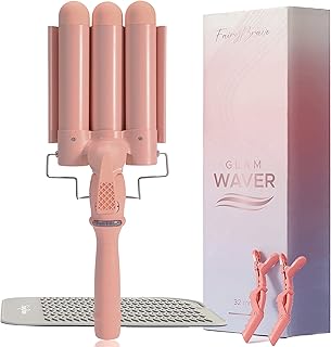 3 Barrel Curling Iron, Triple Hair Waver & Crimper Wand for Beach Waves, Ceramic Tourmaline with Adjustable Temperature - ...