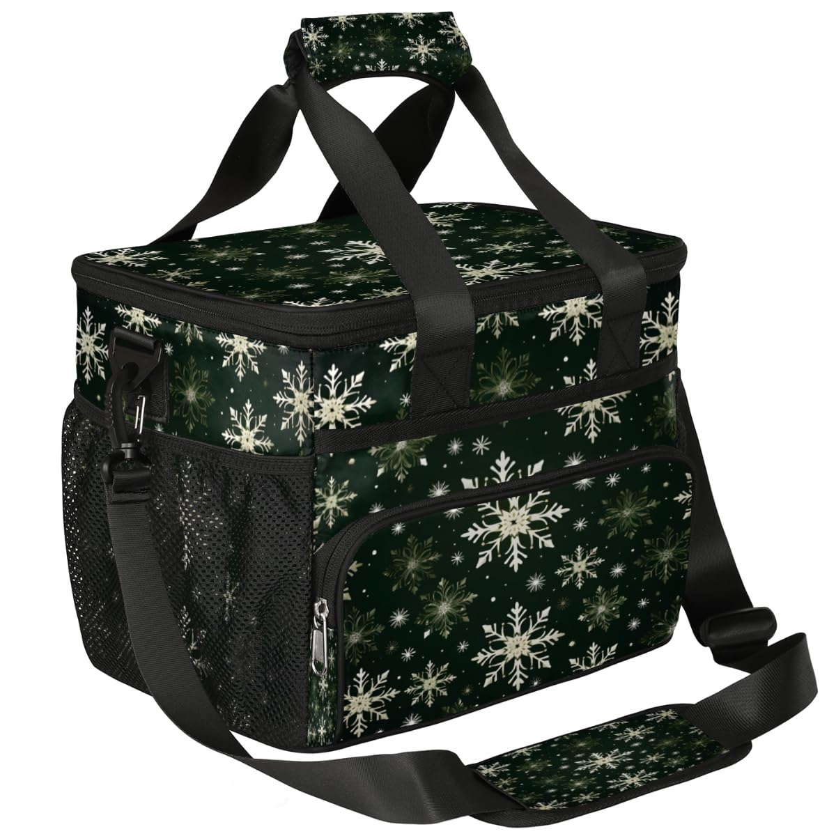 Insulated Picnic Backpack Lunch Box for Women Men Picnic Basket Tote Lunch Bag Picnic Bag Portable Lunch Bags for Picnic, Beach, Work, Trip,Office, Camp Snowflake Xmas