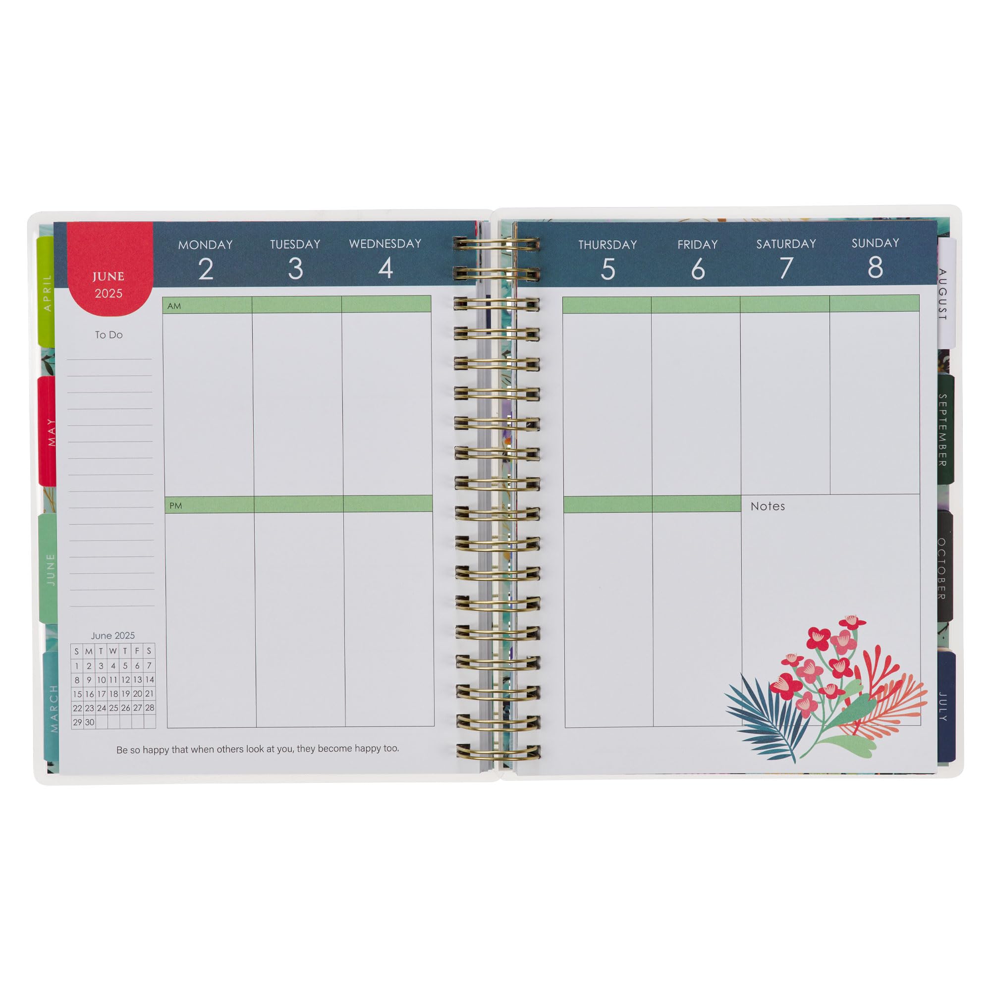 With Love Inspirierender 18-Monatsplaner 2025 mit Aufschrift "Thankful Grateful Blessed", persönlicher Organizer, Tages- und Wochenplaner für Frauen, Aufkleber, elastischer Verschluss, August 2024 -