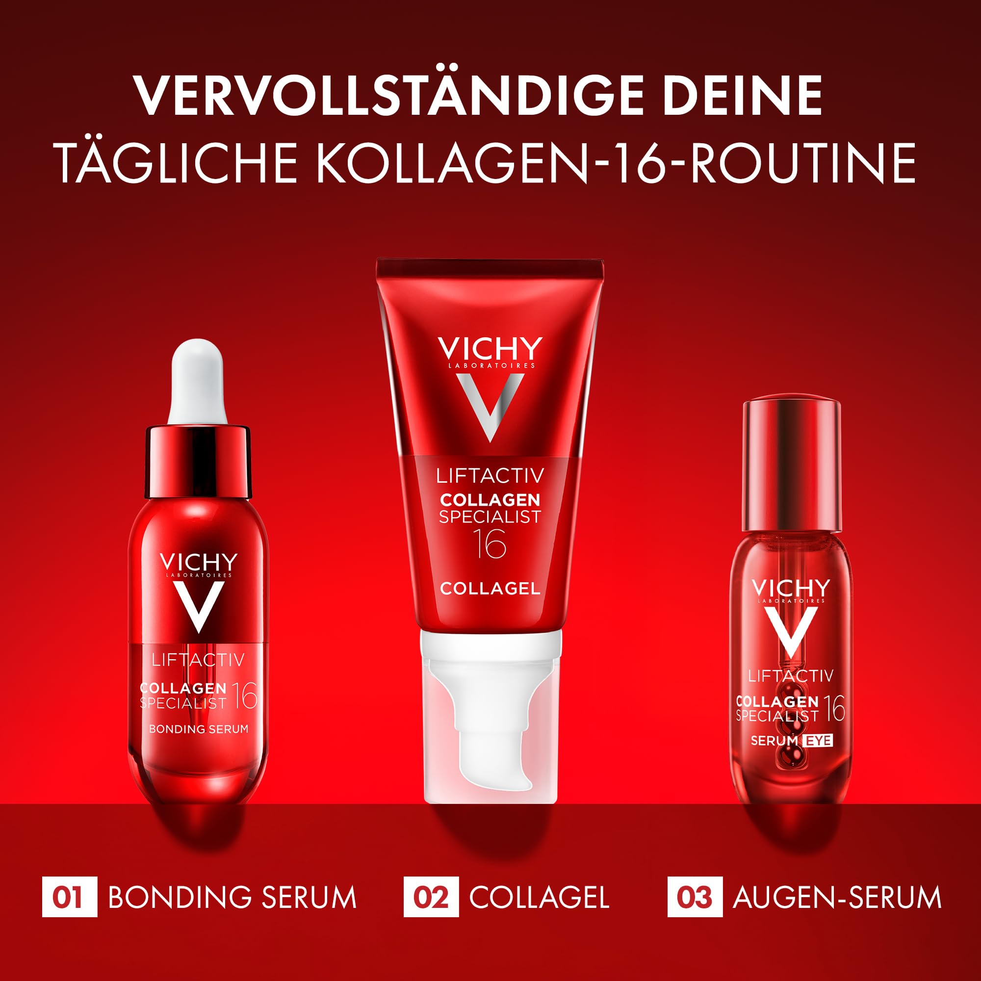 Vichy Liftactiv Hydratisierendes und aufbauendes Kollagen-16-Gel mit Co-Bonding-Technologie für Männer und Frauen, 50 ml