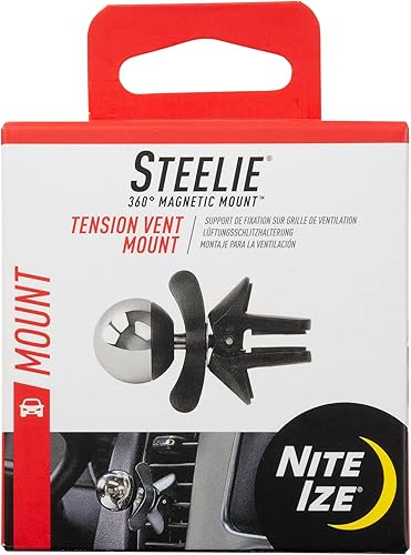 Nite Ize Steelie - Soporte de ventilación de tensión para ventilación de coche, accesorios prácticos y sin adhesivo para teléfonos celulares