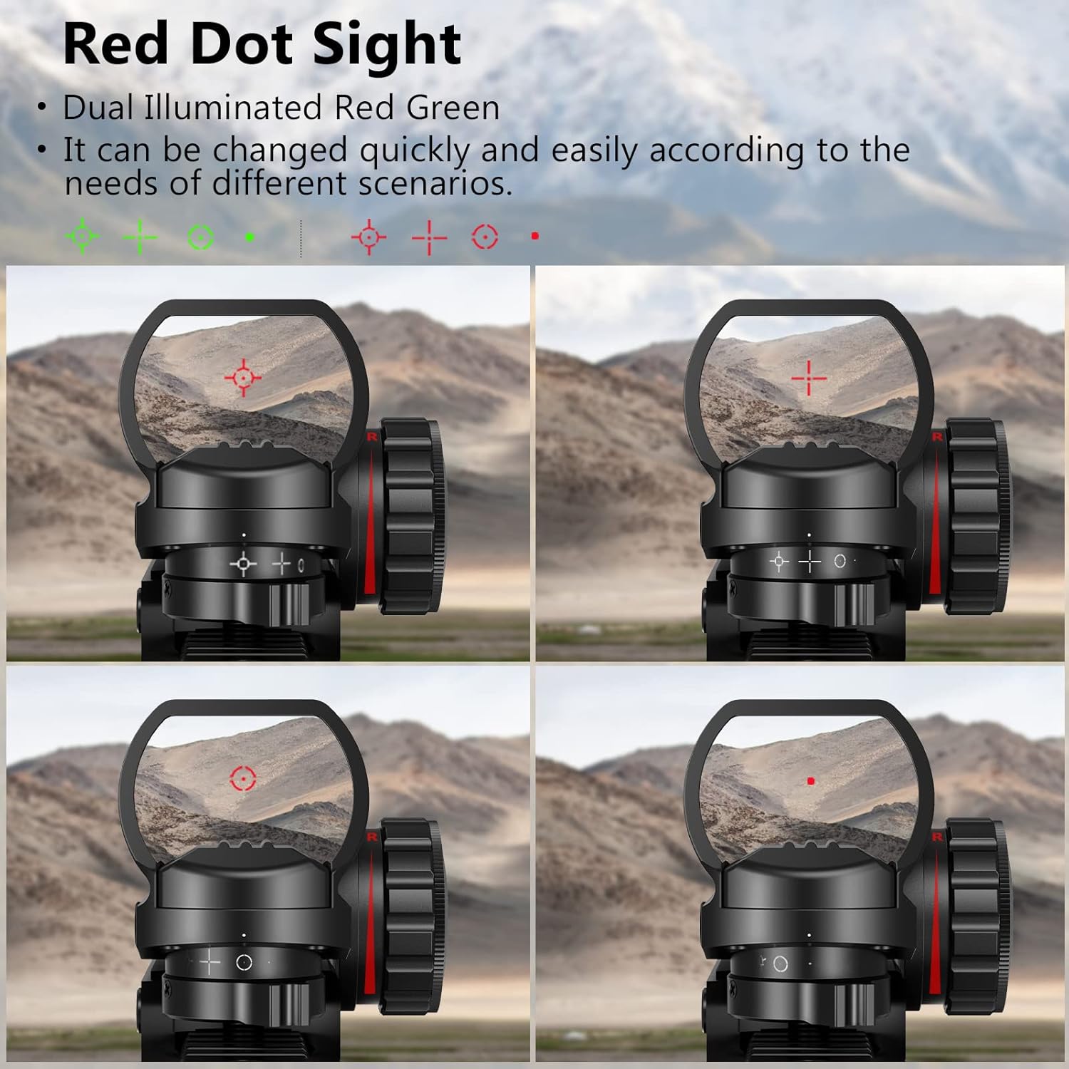 MidTen 4-16x50 AO Hunting Rifle Scope Dual Illuminated Rangefinder Optics & 4 Holographic Reticle Red/Green Dot Sight & Laser Sight