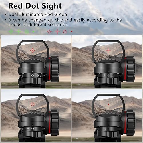 Vista 17 de MidTen 4-16x50 AO - Alcance táctico para rifle táctico con doble iluminación y 4 retículas holográficas, mira de punto rojo/verde y vista láser