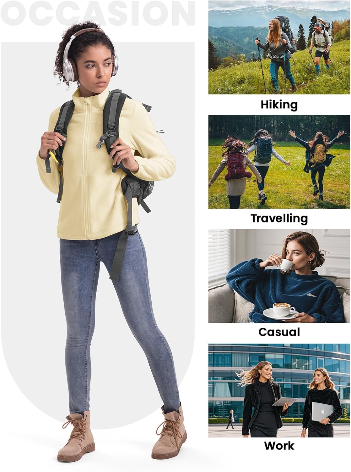 TBMPOY Womens Polar Fleece Jacket Full Zip Warm Winter Jackets with 4 Pockets Lightweight Hiking Outdoor Thermal Coat