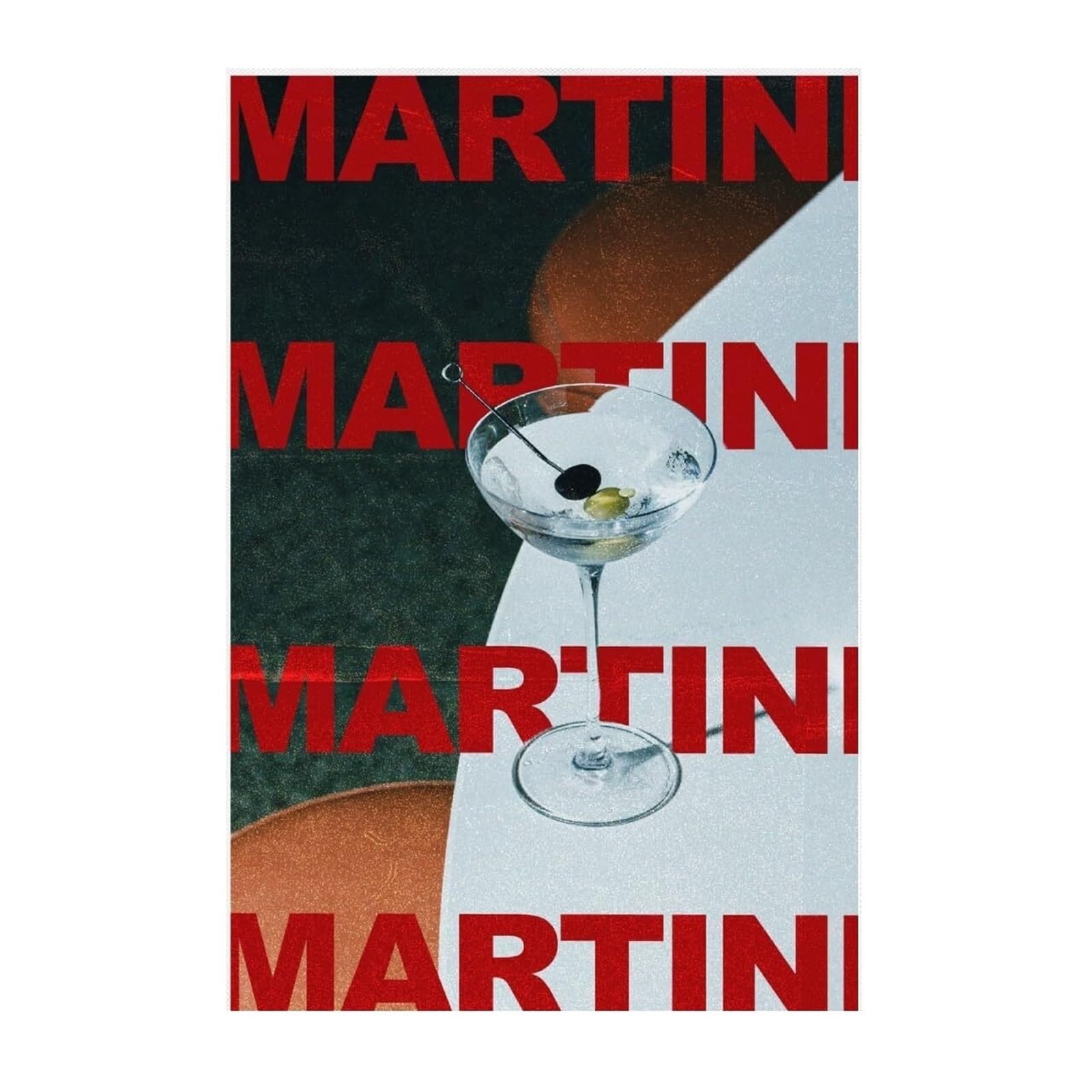 XGINERFEX Red Pop Martini Canvas, Retro Vintage Cocktail Wall-Art, Funky Minimalist Poster for Bar Cart & Apartment(Framed,16x24inch(40x60cm))