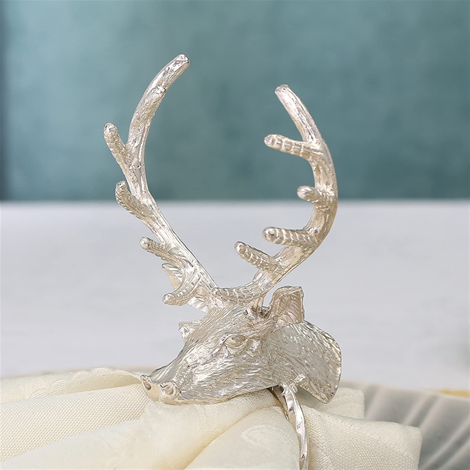 serviettenringe 8 stücke Metall Serviettenkreis Weihnachtshirsch Serviette Ring Hotel Set Serviette Schnalle napkin holder (Color : Silver)