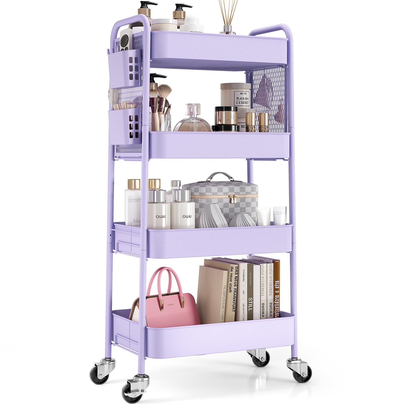 Urackify 4 Tier Storage Trolley on Wheels, Purple