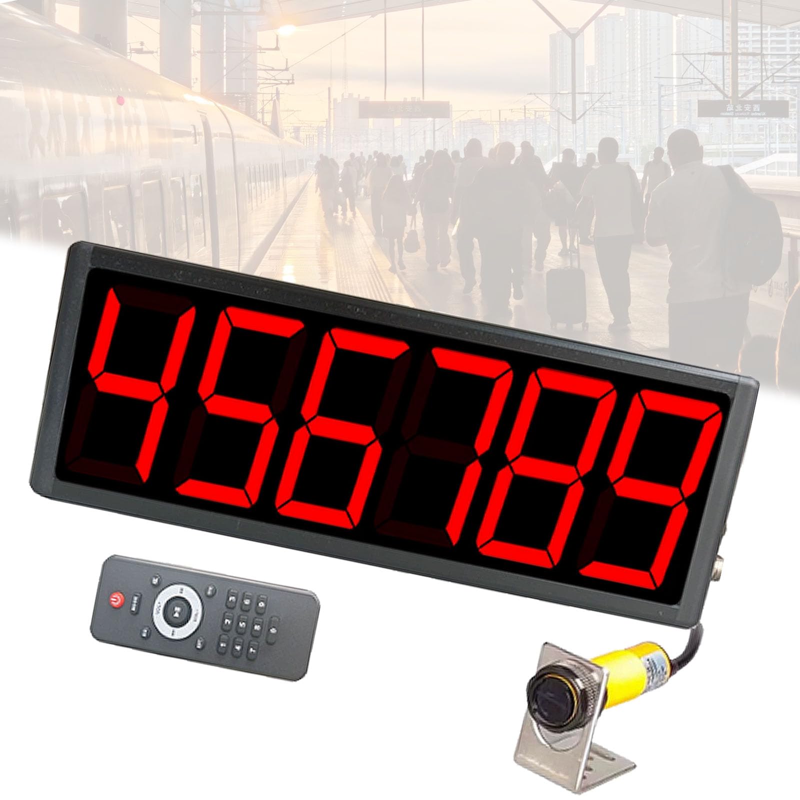Contatore Digitale A Led, Display A Led Da 3,9 Pollici Con Sensore A Infrarossi Singolo, Distanza Di Rilevamento Di 28 Pollici E Telecomando Per Linee Di Nastri Trasportatori E Conteggio