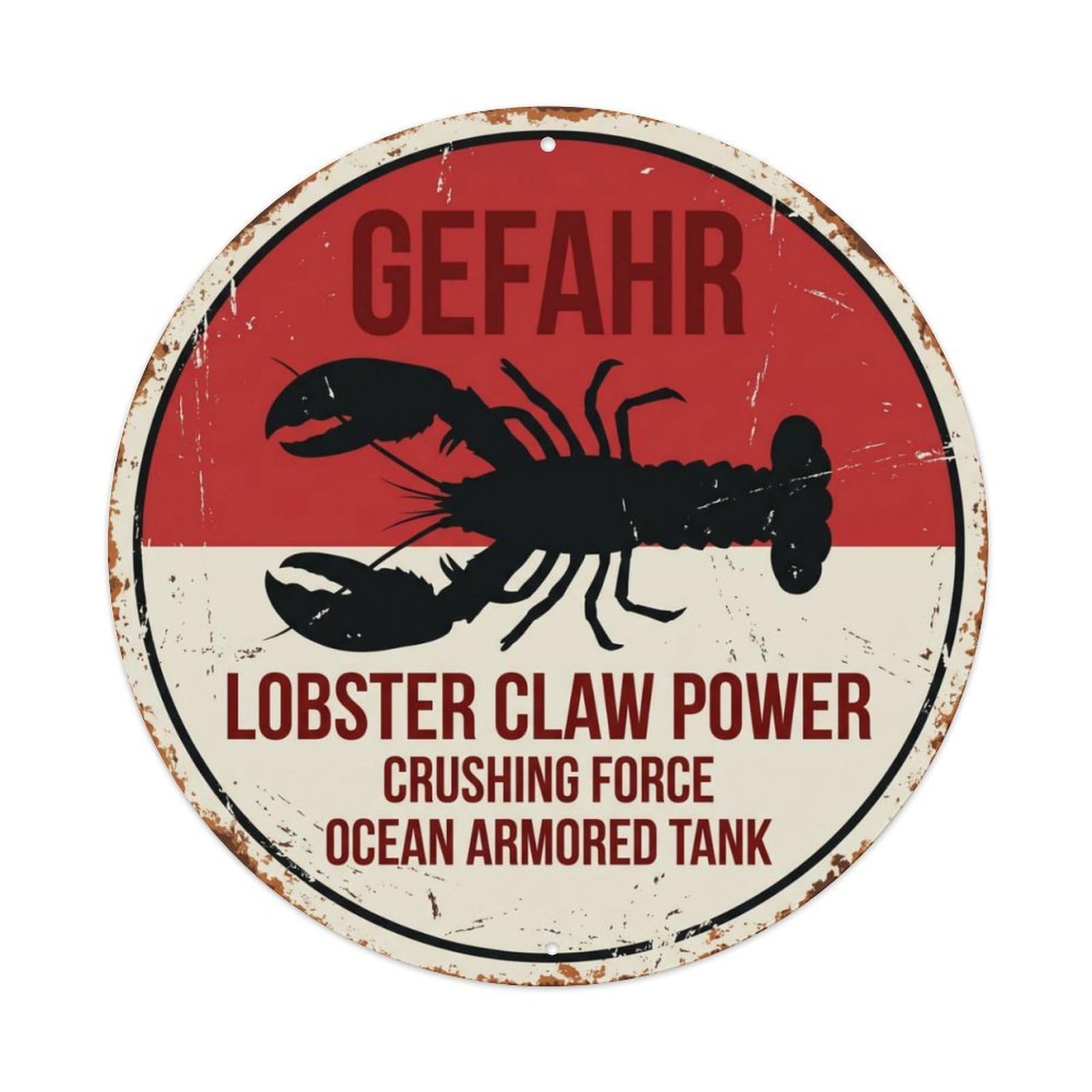Fqcyn Style Bossy Lobster Claw King Metal Tin Sign Plaque Wall Decor For Cafe, Club Bar, Office, Home Garden Round Metal Poster 8X8inch
