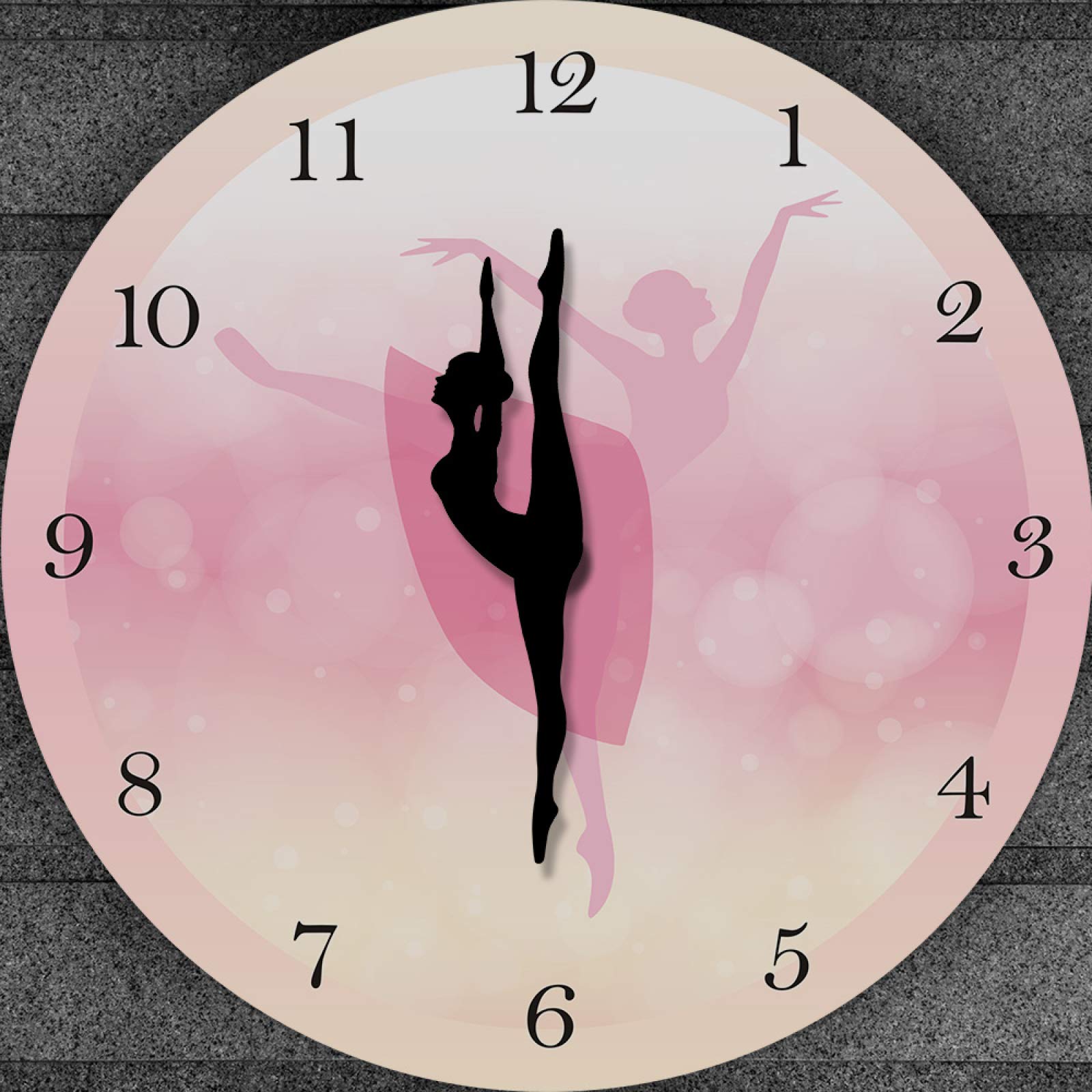 Ballerina di danza classica con numeri arabi Decorazione camera da letto per ragazza Orologio da parete rosa principessa Ballerina con orologio da parete in movimento - 30cm