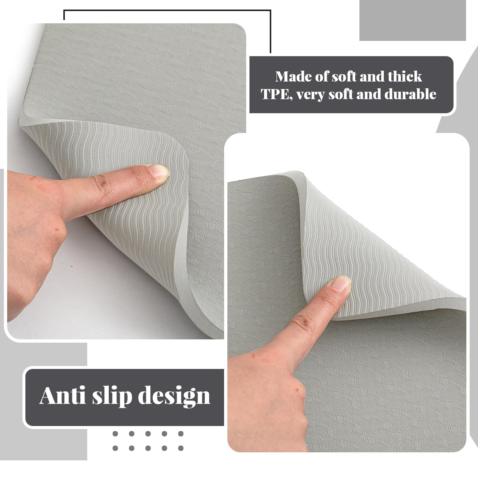 Drydiet 3 tappetini per macchina da cucire, tappetino antiscivolo in gomma per calmare le vibrazioni (grigio, 38 x 50 cm, 35 x 20 cm, 35 x 20 cm, 35 x 28 cm)