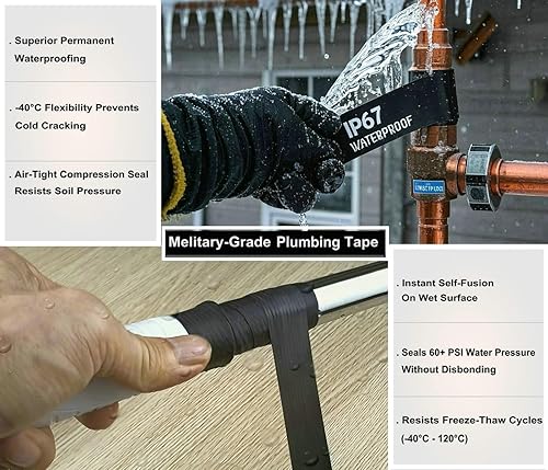 Miniatura 4 de Cinta autofusible de goma compuesta de butilo de silicona (1.5 pulgadas x 20 pies)  IP67 impermeable y aislamiento de 35 KV  Resistencia extrema al