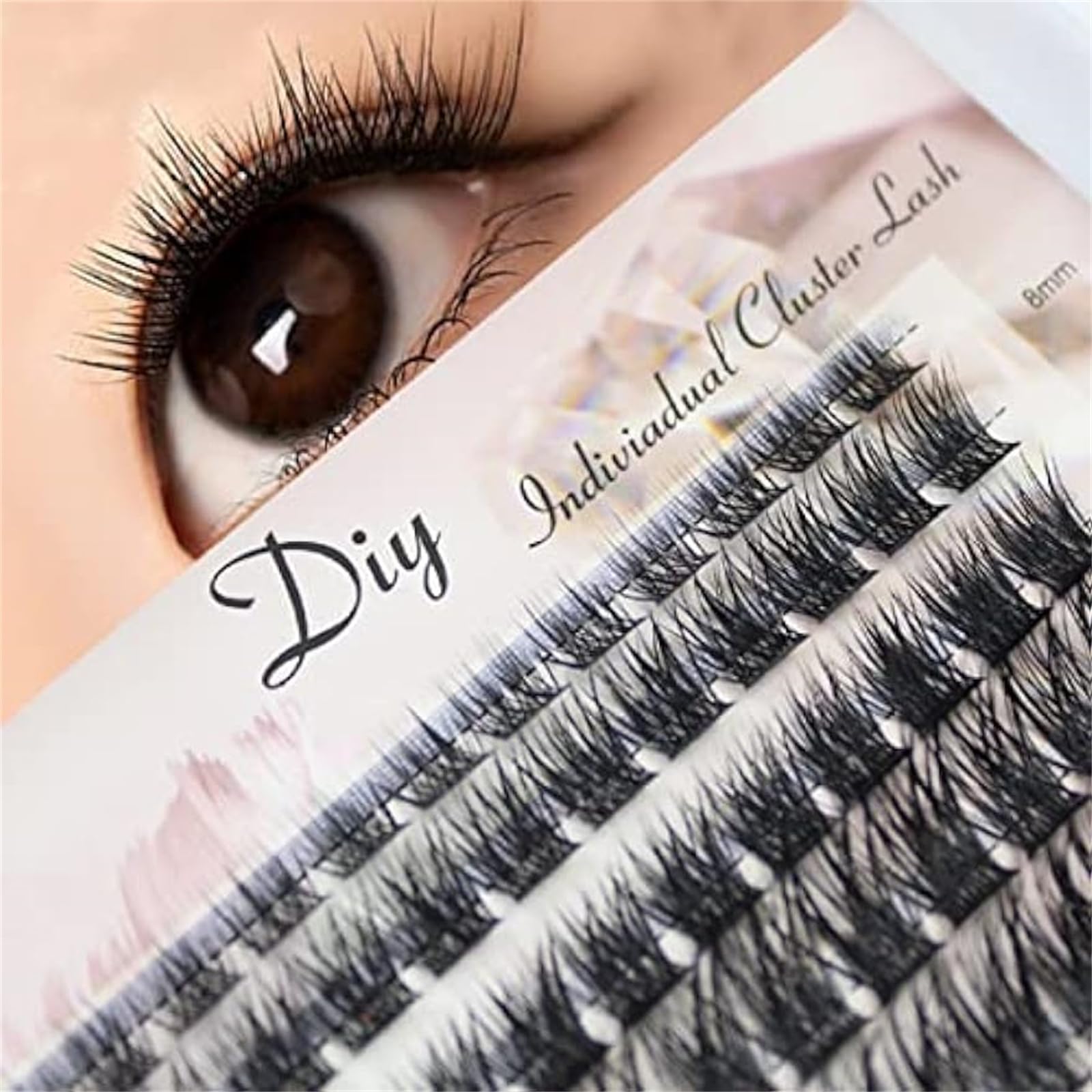 50PCS False Eyelash Clusters, 8-16mm Mixed Eyelash Clusters Volume Wispy, C/D Natural Curl DIY Extension Lashes, Soft Fake Eyelashes Set for Girl and Female Eye Eyelash Decoration