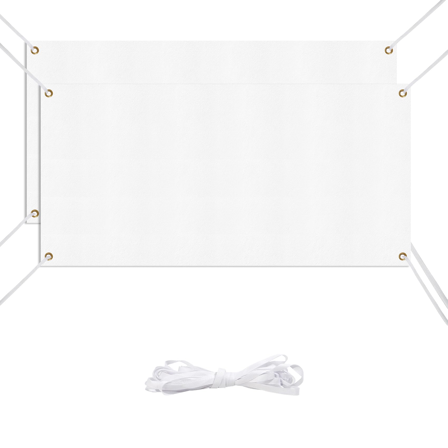 Large Banners and Signs Blank Polyester 2 Pcs 2 x 6 Feet Oxford Cloth White Banner With Hanging Rope For Wall Sign DIY Painting Writing Banner For Indoor Wall Outdoor Business Office