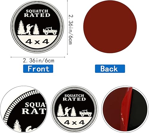 Miniatura 3 de Squatch - Emblema de automóvil calificado, 4 x 4, calcomanías de metal 3D, calcomanías redondas compatibles con vehículos Jeep Wrangler, camiones,