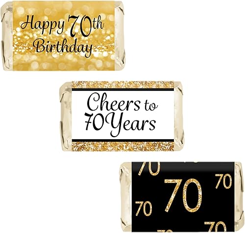 DISTINCTIVS Black and Gold - Juego de 45 pegatinas para barra de caramelo, color negro y dorado