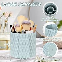 Vista 2 de WAFJAMF Soporte para brochas de maquillaje, 360 unidades, giratorios, para tocador, escritorio, baño, encimera, contenedor de 5 ranuras para brochas