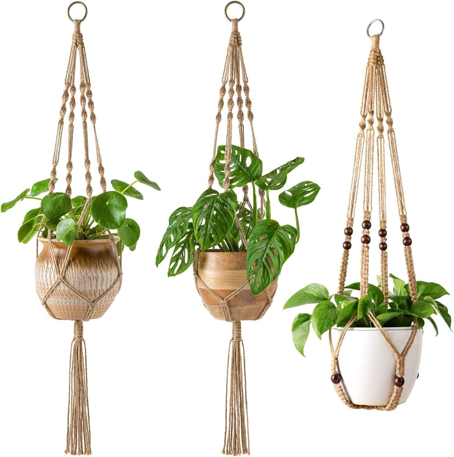 Amazon.com: Mkono Set of 3 Macrame Plant Hangers Indoor Jute Hanging ...