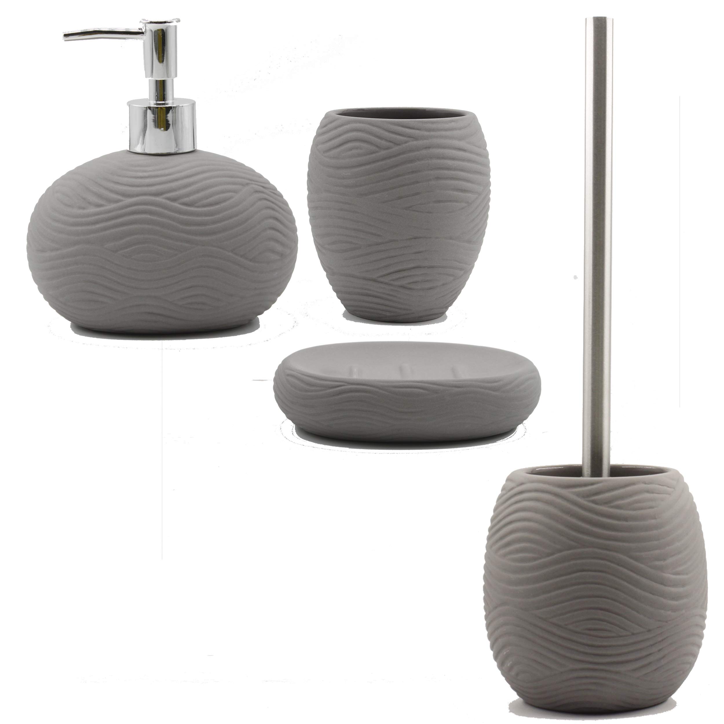 Colección de artículos de baño Wave gris contra el desorden del aseo