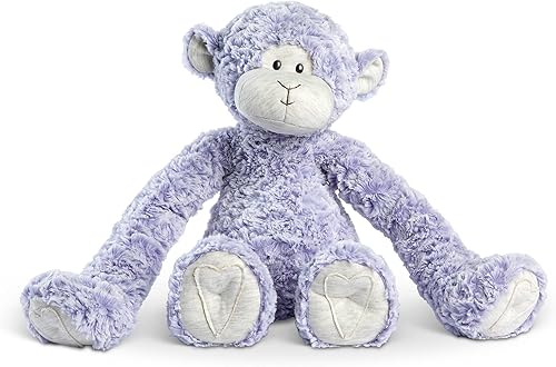 DEMDACO Heartful Hugs Mono morado y gris, animal de peluche con peso de 17.5 pulgadas