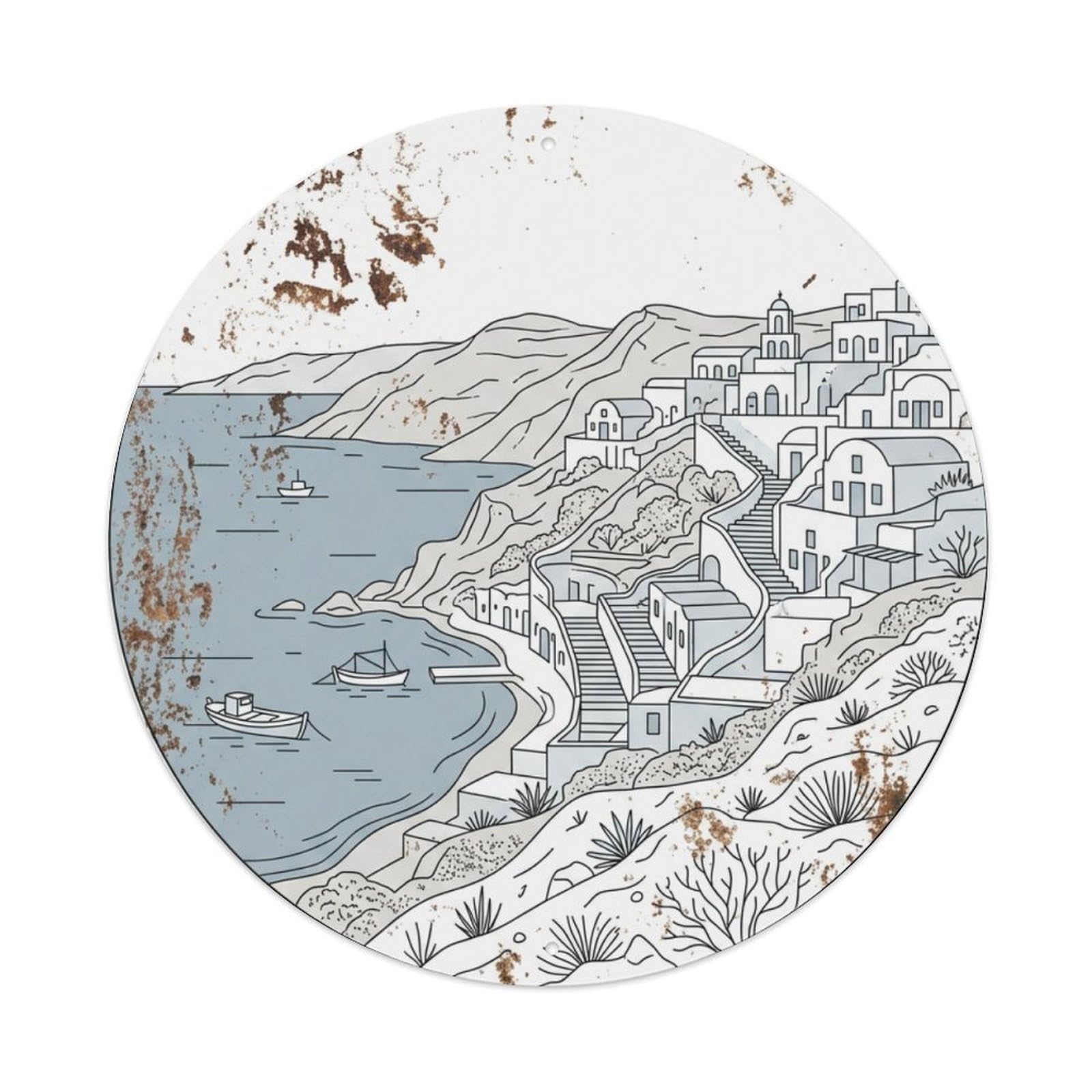 Galvaxio Style Vintage Travel Thirassia Santorini Island Metal Tin Sign