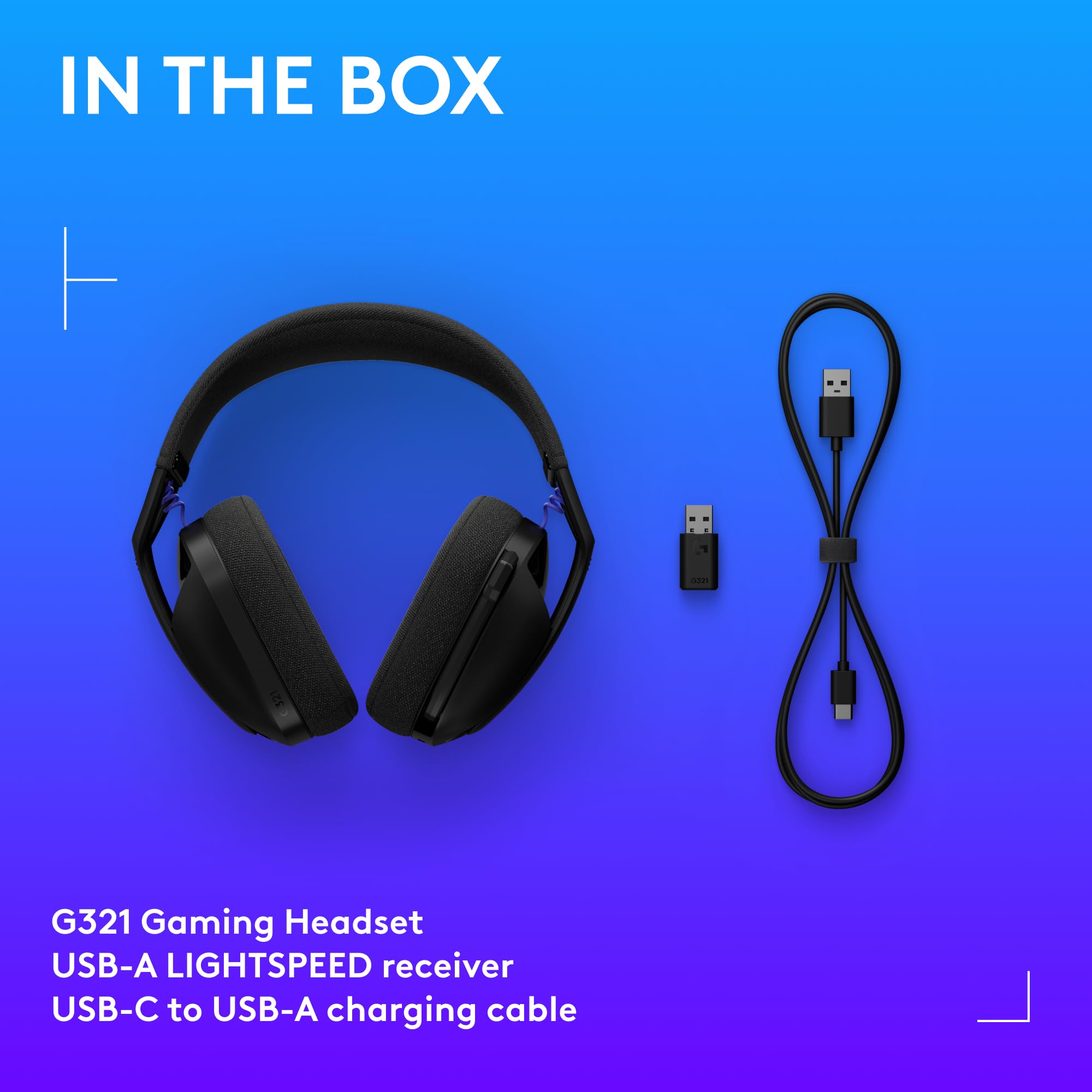 Logitech G G321 LIGHTSPEED Wireless Bluetooth Gaming Headset, dynamic comfort and fit, 16 kHz boom mic, 20+ hrs battery, PC, PS4, PS5, Nintendo Switch, Mobile - Black — view 9