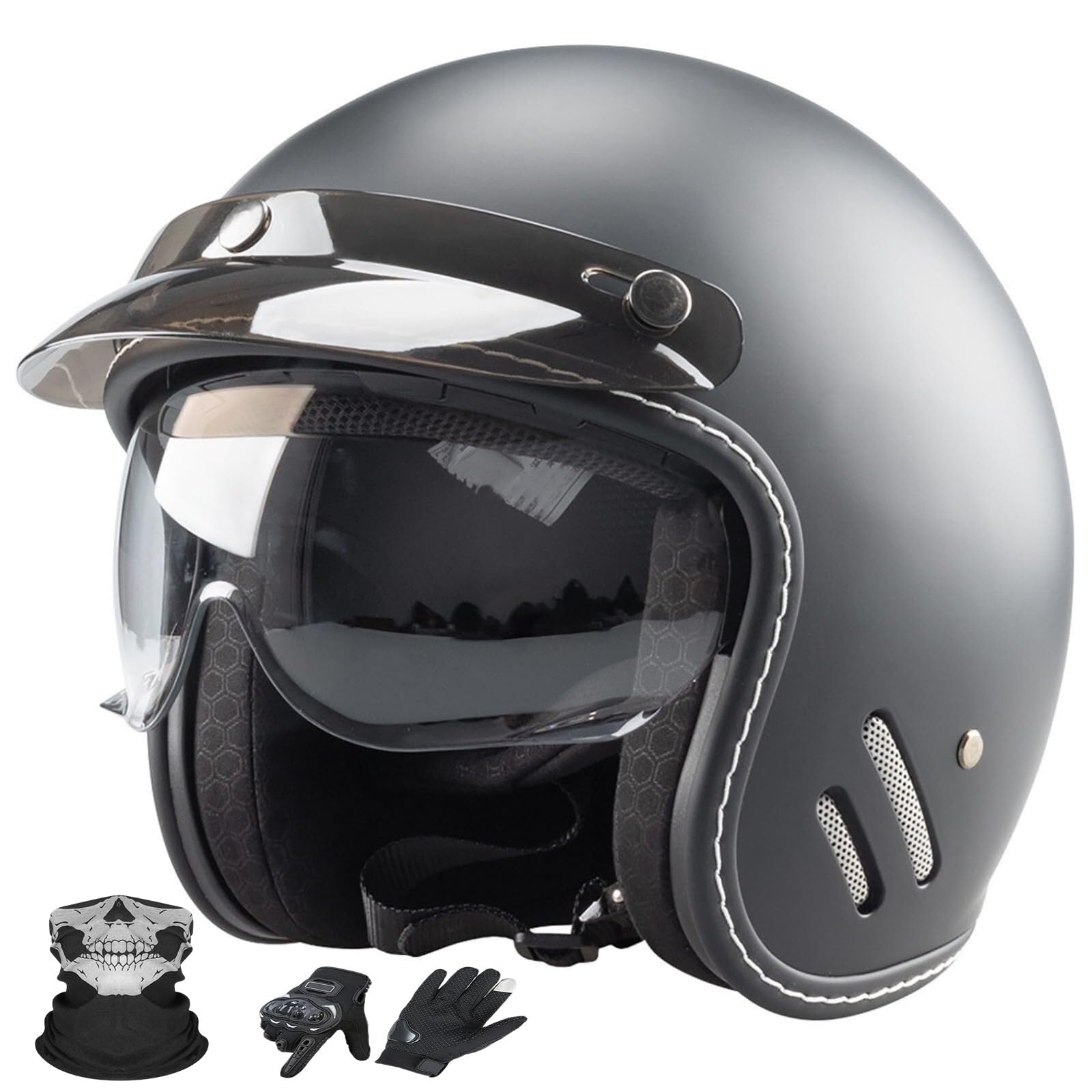 Kask Motocyklowy Otwarty Jet ECE 22.06 Rebel Retro Vintage z Blendą
