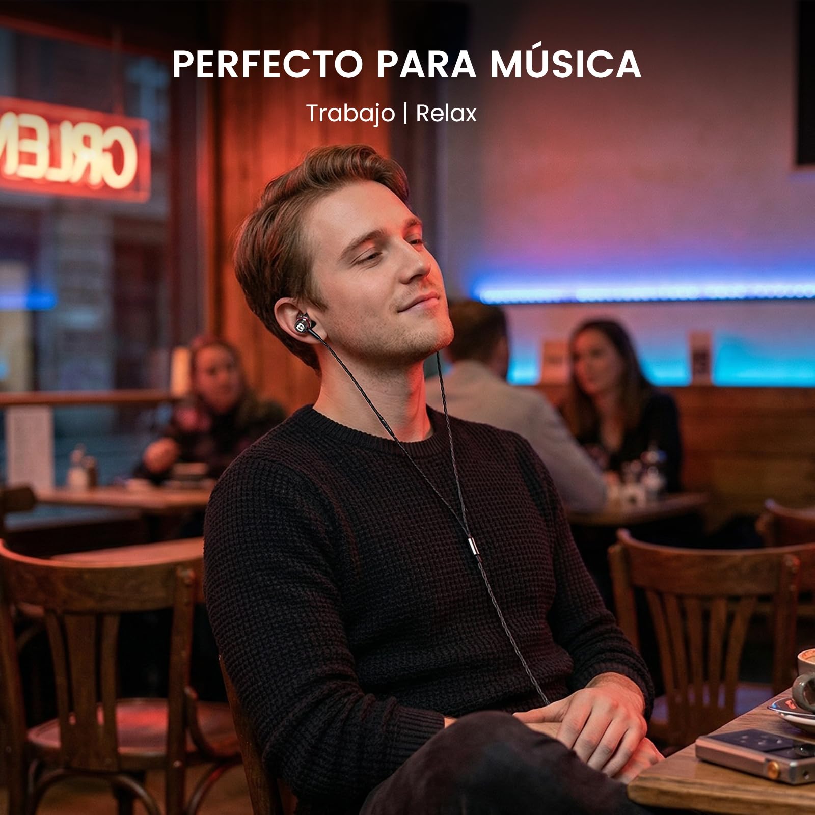 HIFI WALKER Auriculares con Cable Jack de 3,5 mm, Auriculares In-Ear con Controlador Dinámico de 9,2 mm, Carcasa de Aluminio, Auriculares con Reducción de Ruido para Reproductor MP3, Portátil, Tableta