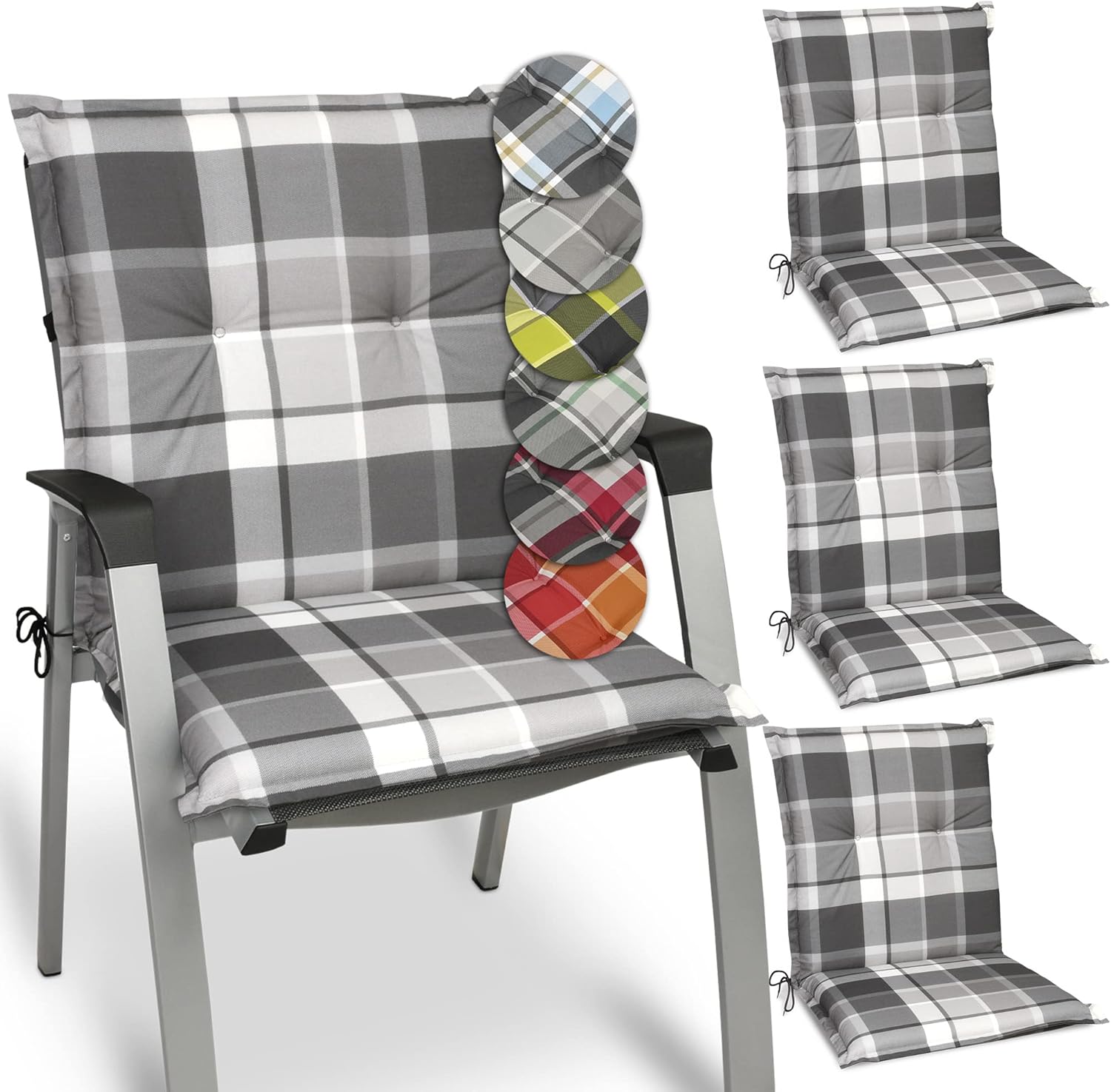 Beautissu Garden Chair Cushion Set of 4 100x50x6cm Sunny BK NL Soft