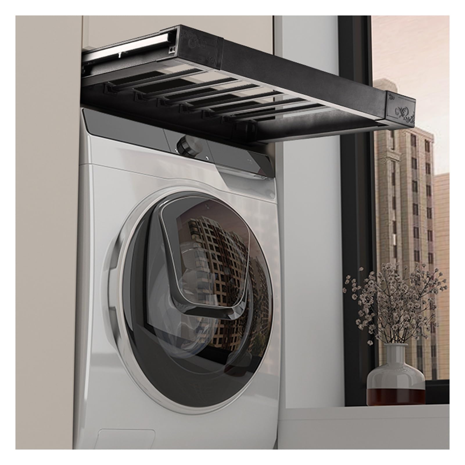 Unsichtbarer Wäscheständer für Waschmaschinen, verdeckter Hosenständer aus Aluminiumlegierung mit ausziehbarer Schublade, für Schlafzimmer und Garderobe (45-60 cm)