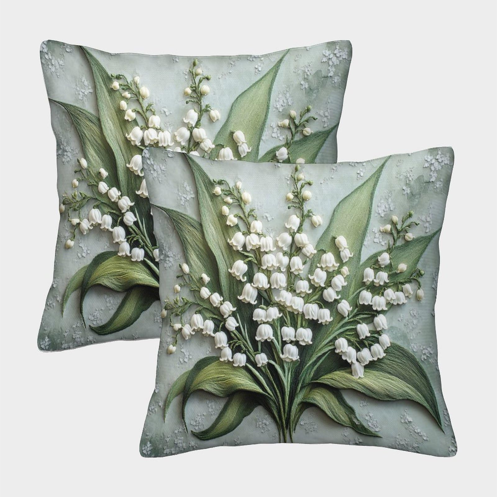 kaiyun 2 Pack Double-sided Relief,Lily of The Valley Pillowcase 50x50cm, Cushion Cover,3D Digital Printing Bed Sofa Decorative