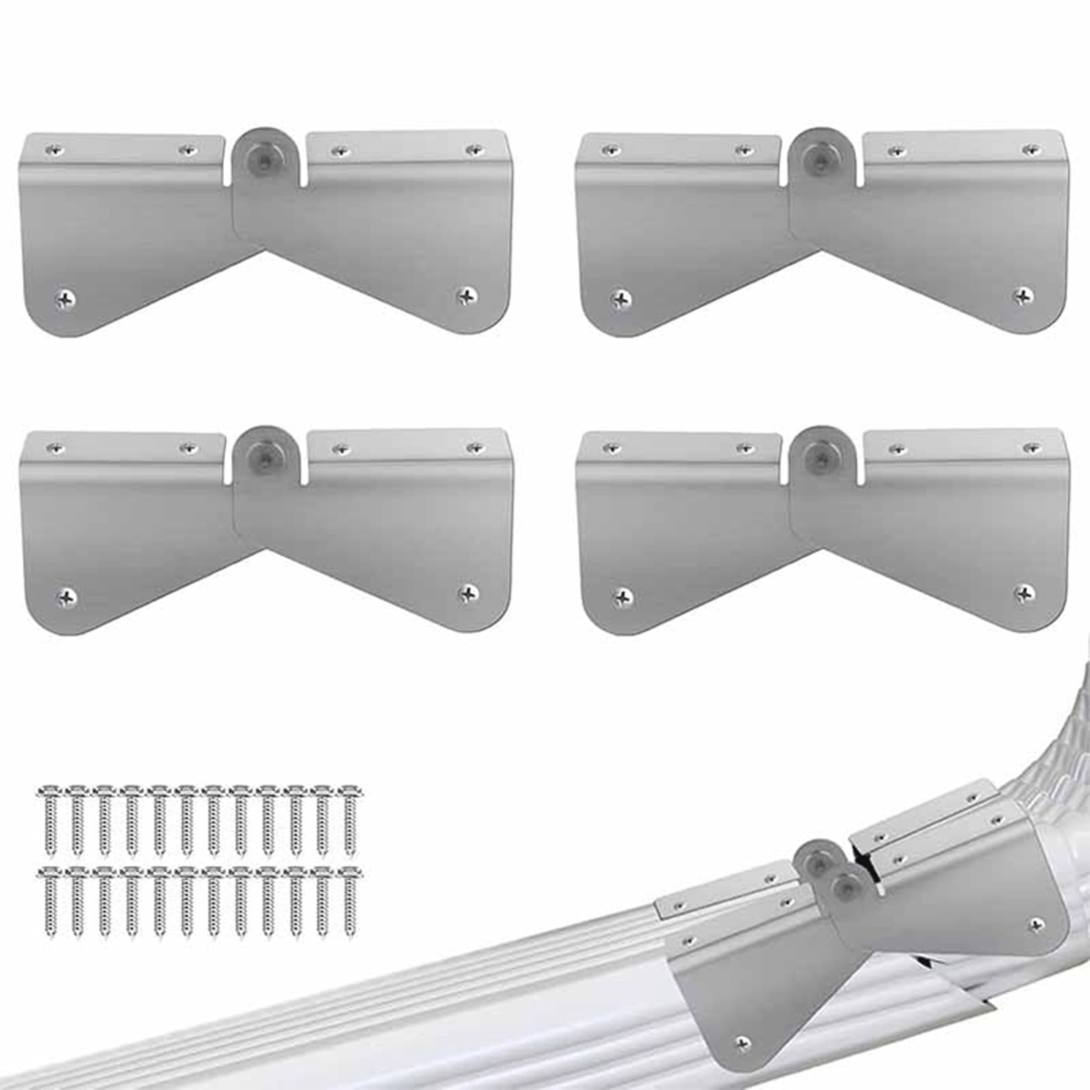 Downspout Flip Up Hinge 4PCS, Metal Gutter Cleaning Access Hinge with Screws for Rectangular Square Downspouts, Silver Downspout, Gutter, Flip Up, Metal Rainwater Access