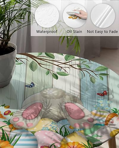 Miniatura 9 de Mantel ajustable de Halloween para mesa redonda, con citas de truco o trato, con borde elástico, impermeable, diseño de cara de fantasma y calabaza,