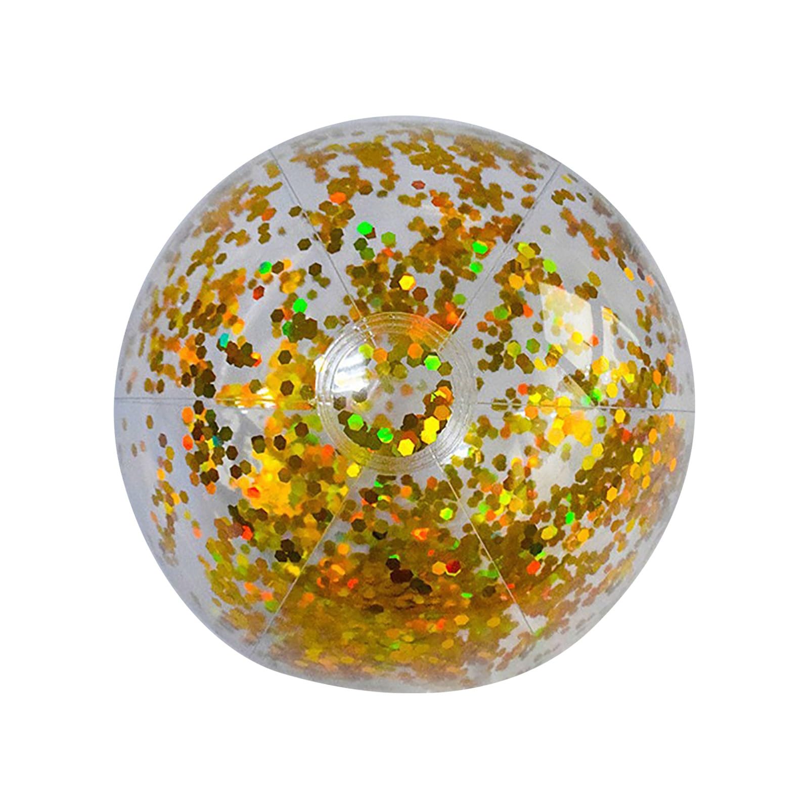 24 Inch Glitter Beach Balls, Clear Inflatable Confetti Sequin Pool Balls, Giant Disco Beach Toys for Summer Swimming, Pool Party & Birthday Celebrations (E)