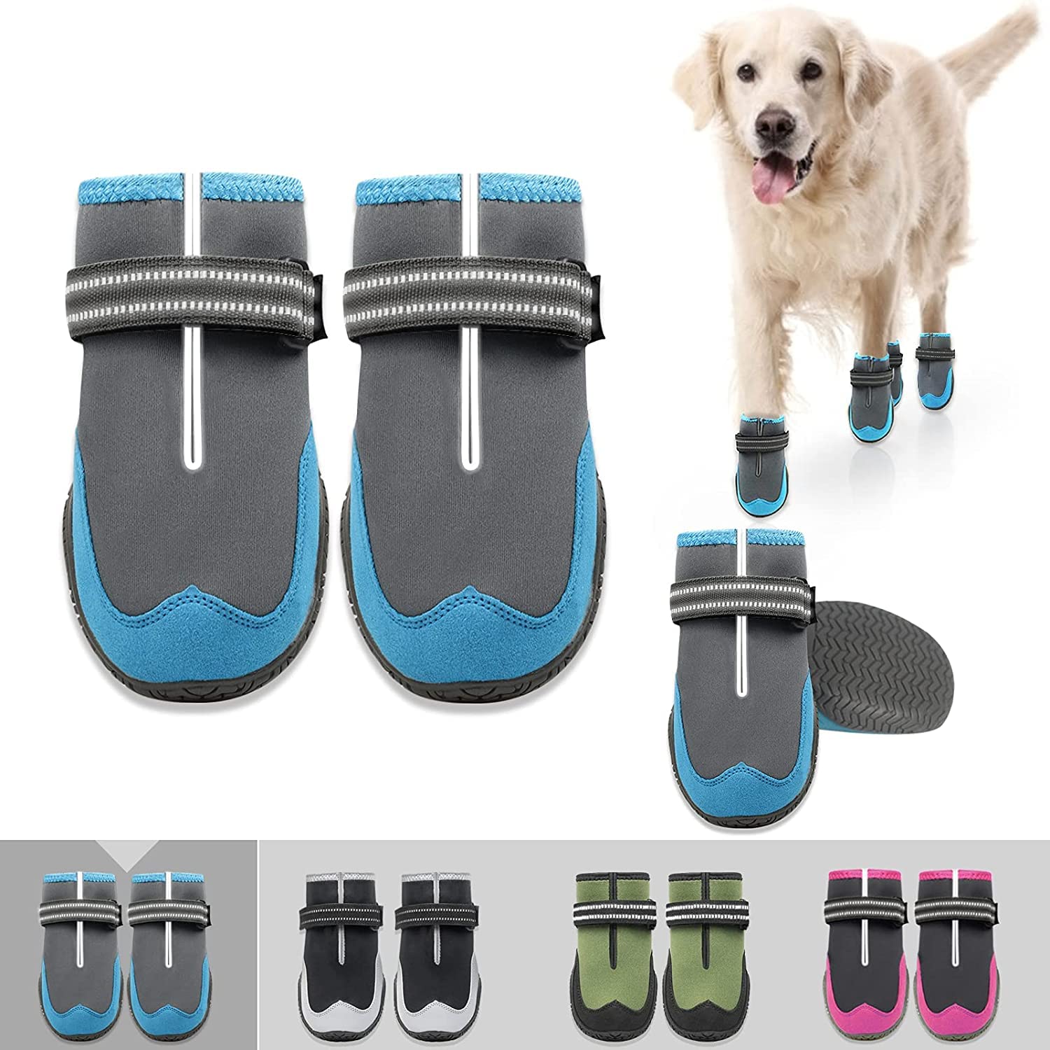 KUTKUT Waterproof Dog Shoes for Hot Pavement Dogs Boots Heat Protection Paw Breathable Non-Slip Rain Shoes Adjustable Reflective Straps for Small Medium Large Dogs 4PCS (Size 1: 6.5cm x 4.0cm) (B0B34Z3N51) Amazon Price History, Amazon Price Tracker