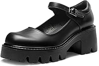 DREAMPAIRS Women's Esther Chunky Platform Mary Jane Pumps - 2.6" Heel Round Toe Ankle Strap Dress Shoes