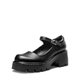 Women's Mary Janes Shoes Platform Dress Low Heel Chunky Pumps Round Toe Ankle Strap Pumps Shoes Oxfords Esther