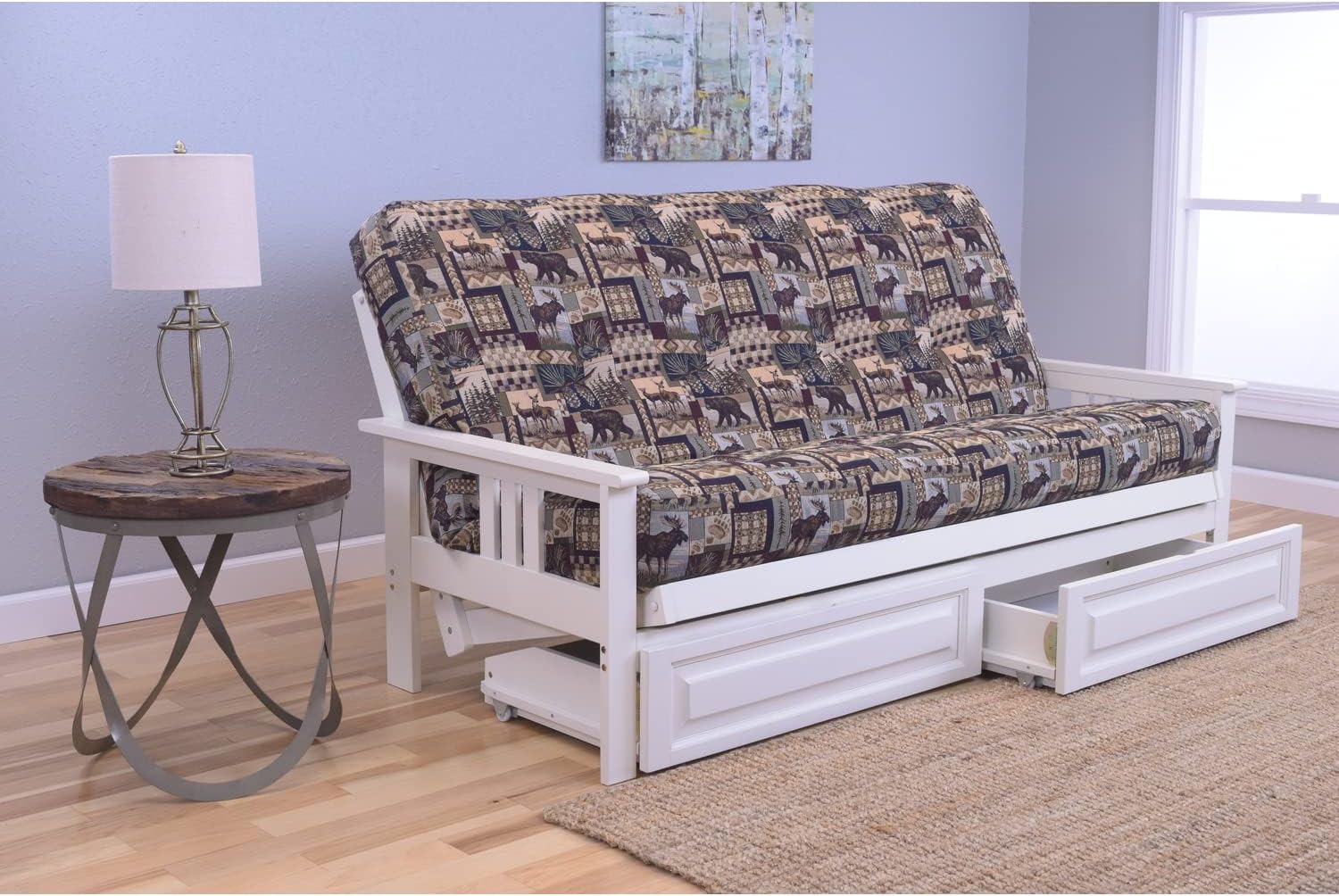 Maykoosh Full Size Futon Frame Sofa Bed - Hardwood Mission Style - Lakeside Living Decor