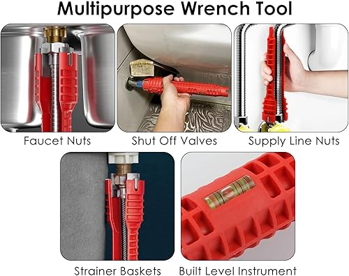 Miniatura 5 de DS. DISTINCTIVE STYLE Llave de grifo, llave de fontanería, llave de fregadero (8 en 1), herramientas de plomería para inodoro, fregadero, baño,