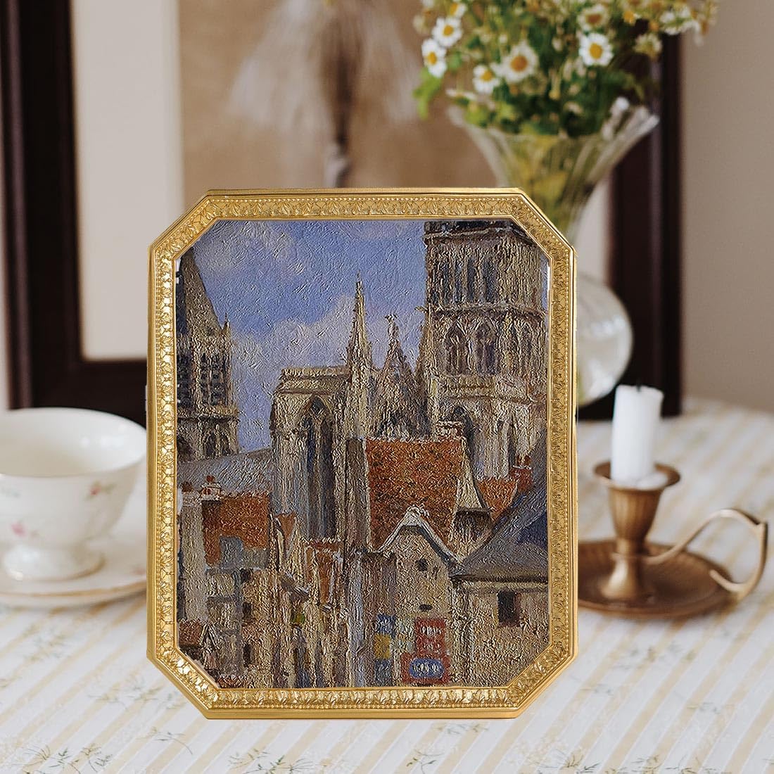 SIKOO 8x10 Vintage Picture Frames Gold Frame Wall Art Gallery Antique Picture frames Tabletop and Wall Mount