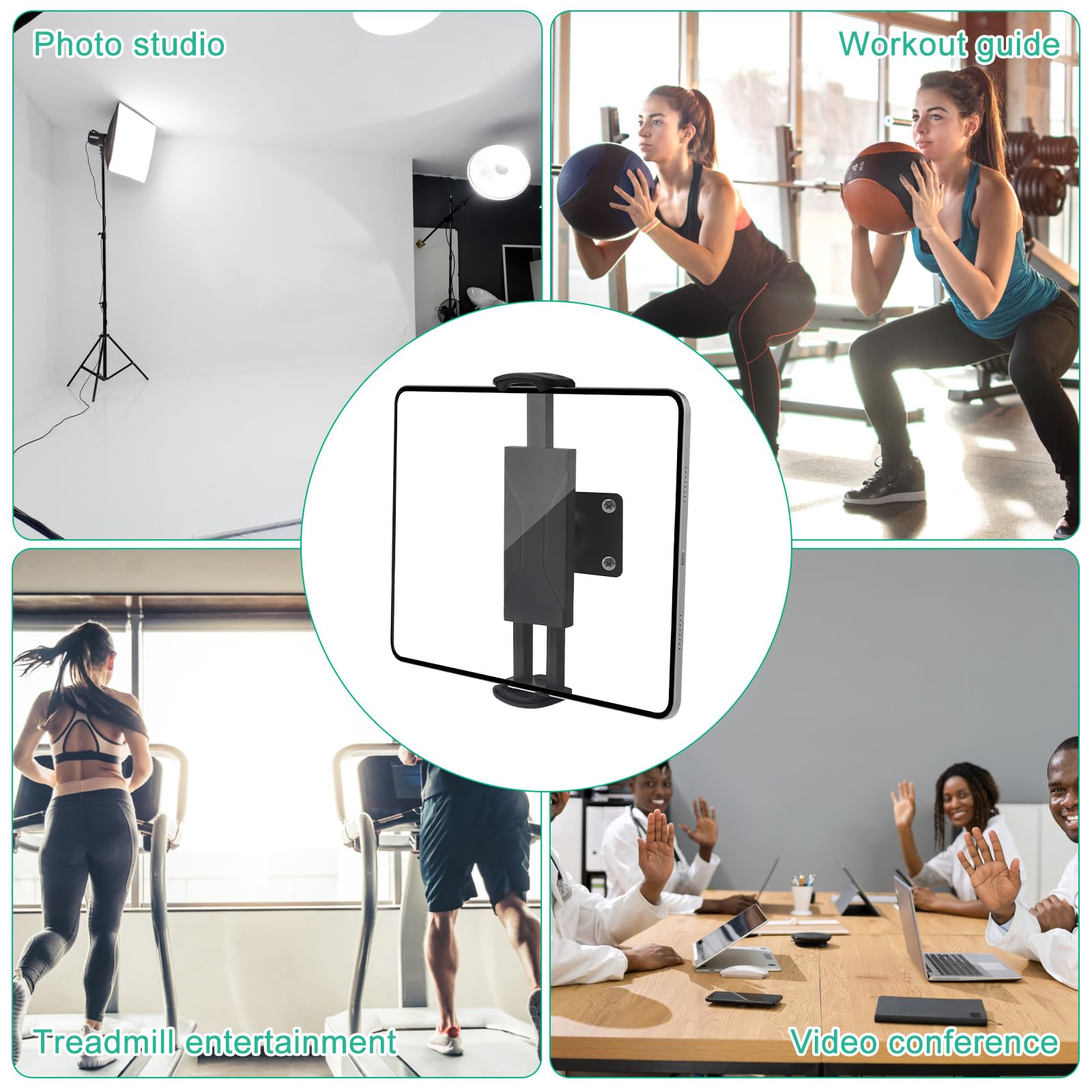 Supporto da Parete per Tablet Regolabile in Alluminio 360°, Compatibile 4,7-14 Pollici iPad Pro/Mini, Galaxy Tab, Surface Pro