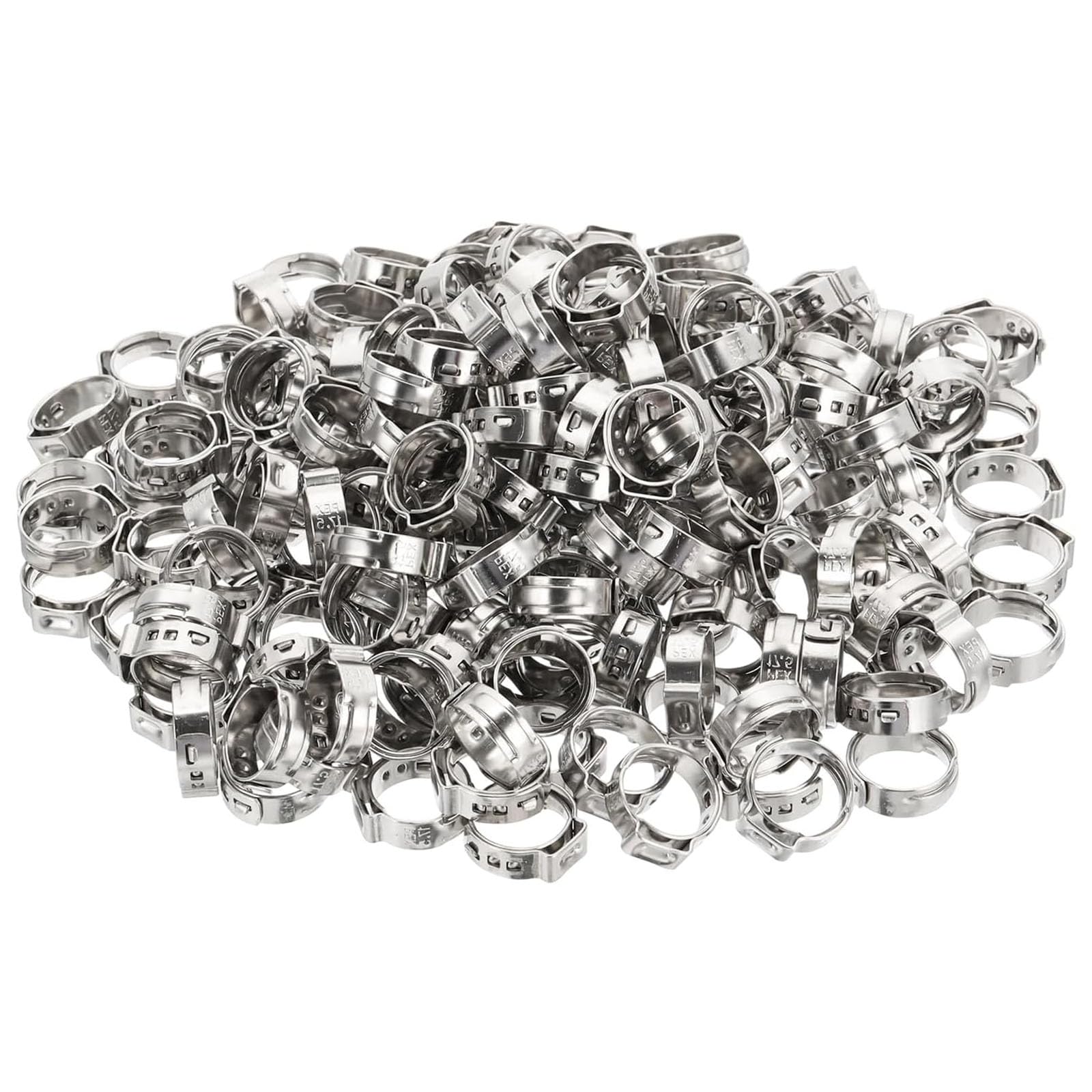 100 Pieces PEX Crimp Rings, Stainless Steel Cinch Ring Pinch Clamps Strip Width 7Mm Suitable for Plumbing and Industrial Applications(10.8~13.3mm)