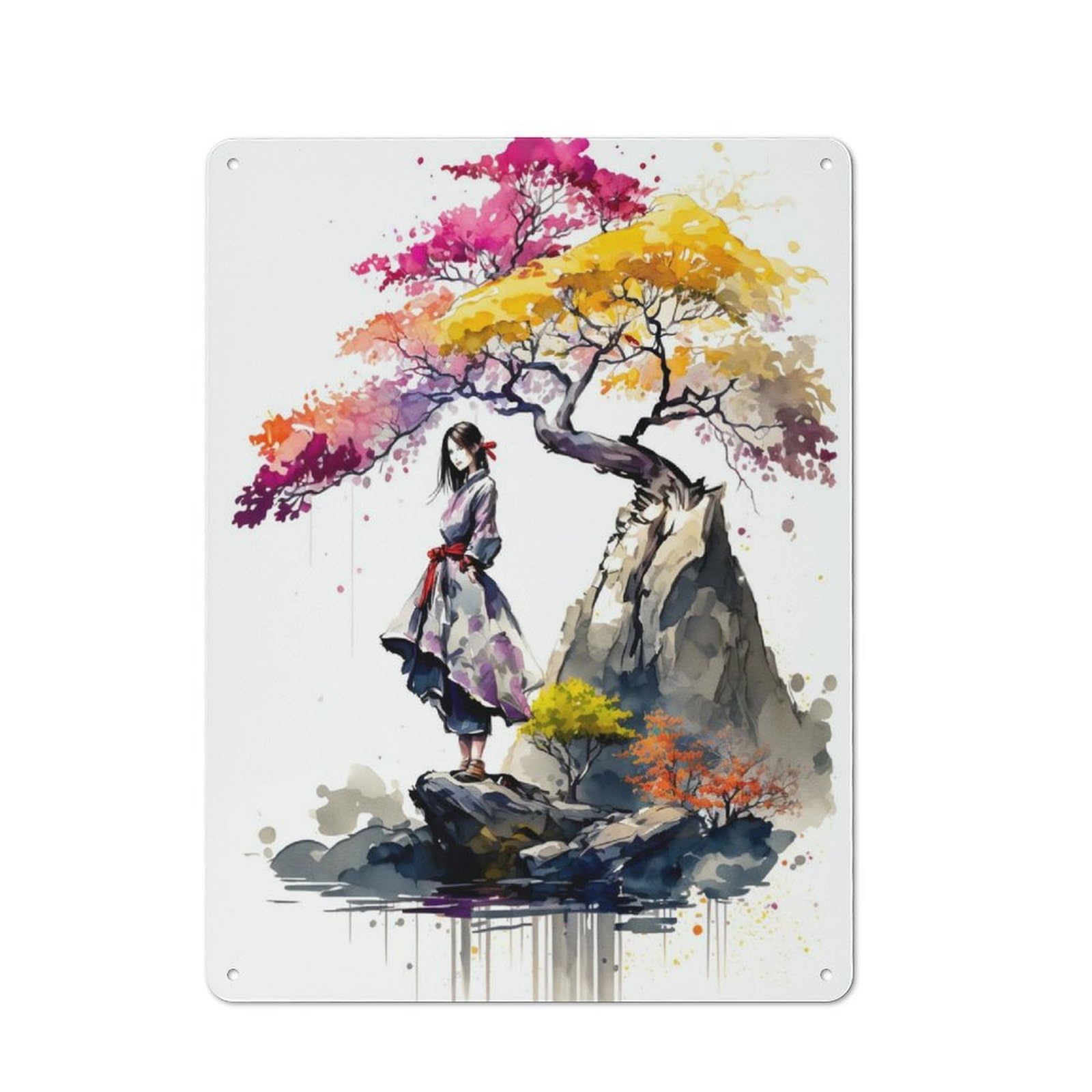 Junmoney Cherry Blossoms 4 Rustic Metal Sign 40X30cm For Café Or Restaurant, For Vintage Wall Decor Fans, For Living Room And Hallway Decor