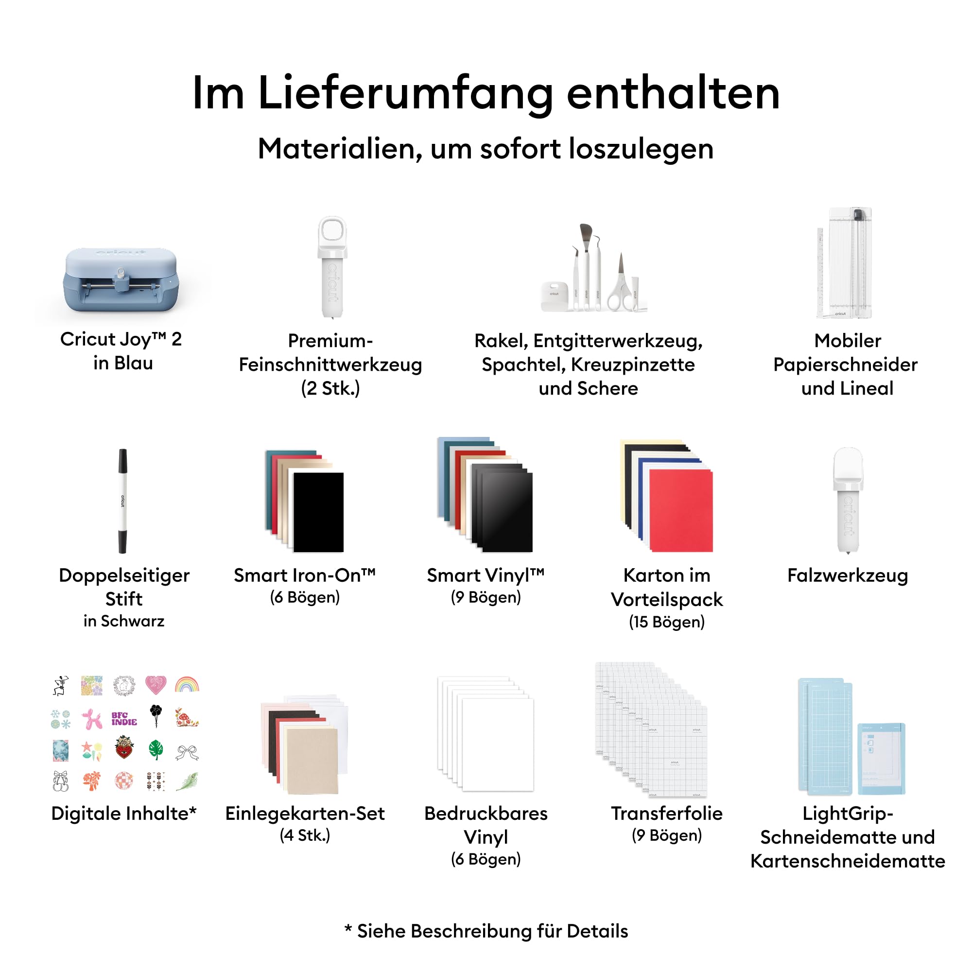 Cricut Joy™ 2 Deluxe Bundle + Digitale Inhalte. Intelligente kompakte Schneidemaschine – perfekt für Projekte wie individuelle Karten, einfache Aufkleber & Etiketten
