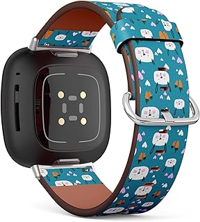CJBROES Replacement Leather Watch Band, Compatible with Fitbit Versa 3 and Fitbit Sense of Wristband Bracelet Accessory - Carrots Cartoon Rabbits
